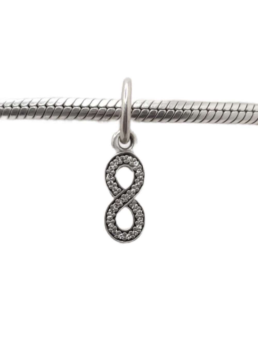 Authentic Pandora 925 & CZ Symbol of Infinity Dangle Charm - MINT CONDITION - Picture 3 of 5